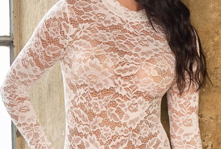 Body in pizzo donna LOVEANDBRA a manica lunga con lupetto elegante