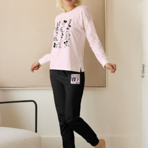 Pigiama JADEA Disney donna in morbido cotone con stampa Mickey frontale, maglia girocollo e pantalone lungo con polsini. - COLORE ROSA