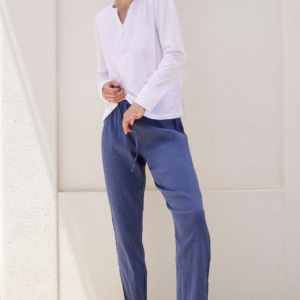 Completo loungewear JADEA con maglia in cotone e pantalone goffrato. - COLORE BIANCO