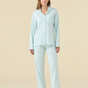Pigiama donna estivo in cotone NOIDINOTTE con camicia abbottonata stile uomo e pantalone lungo.