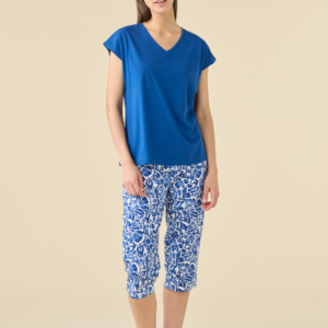 pigiama donna cotone manica corta NOIDINOTTE con pantalone pescatore