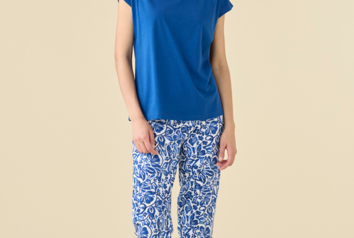 pigiama donna cotone manica corta NOIDINOTTE con pantalone pescatore