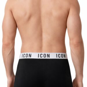 Retro Boxer uomo ICON cotone elasticizzato nero con fascia bianca logata ICON