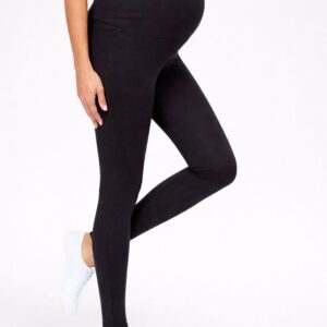 Leggings premaman MERITEX cotone elasticizzato nero con vita alta regolabile
