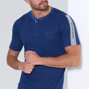 Dettaglio Pigiama uomo cotone Sergio Tacchini corto jersey con maglia serafino e pantaloncini con tasca posteriore