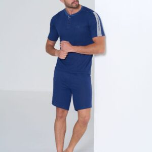 Pigiama uomo cotone Sergio Tacchini corto jersey con maglia serafino e pantaloncini con tasca posteriore