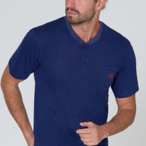 Dettagli Pigiama uomo cotone Sergio Tacchini corto jersey con t-shirt serafino e pantaloncini tasca posteriore