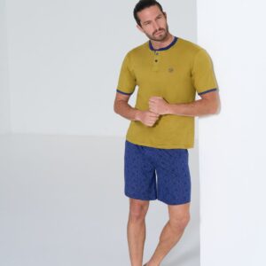 Pigiama uomo cotone Sergio Tacchini corto jersey con maglia serafino e pantaloncini con tasche laterali