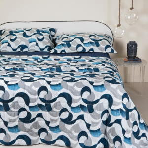 Trapuntino Neith Plinio in raso satin 100% cotone 300 TC con stampa digitale astratta.