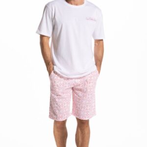 Pigiama corto uomo OFFICINA45 con stampa limoncello e pantaloncini fantasia floreale