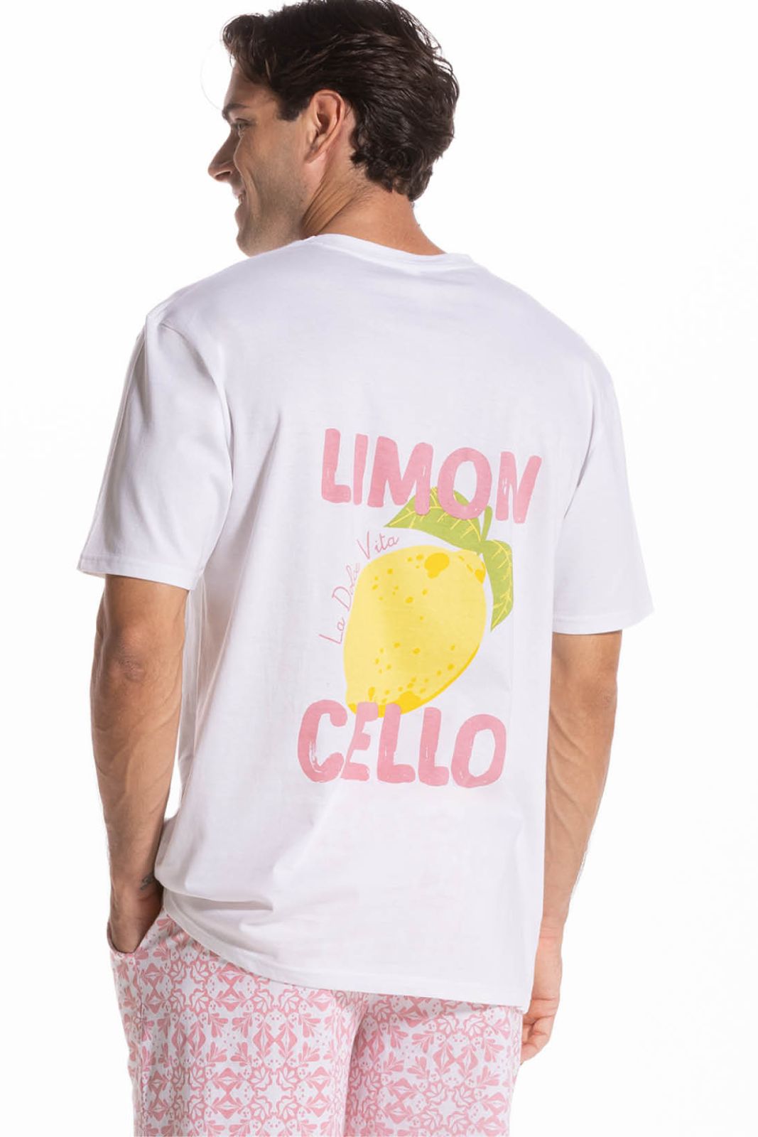 105899M -Dettaglio Stampa Bianco_Rosa Pigiama Corto – OFFICINA 45 – SI