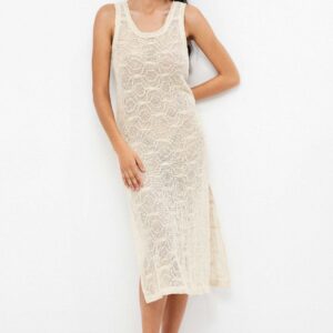 abito lungo crochet GISELA cotone bianco