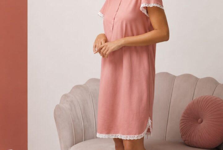 Camicia da notte ANDRA serafino mezza manica in cotone organico