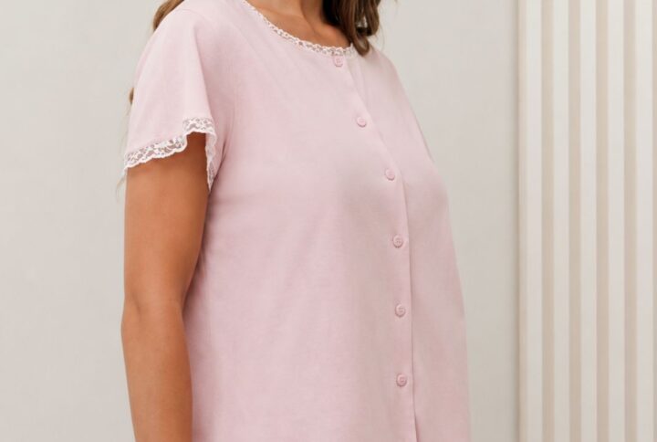 Pigiama donna ANDRA aperto in cotone organico con pantalone lungo