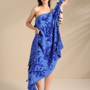 Telo mare corallo NOIDINOTTE in spugna velour 90x170 cm con nappine