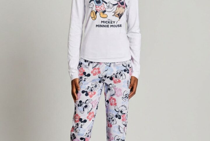 Pigiama lungo donna SABOR Minnie Mouse con pantalone fantasia
