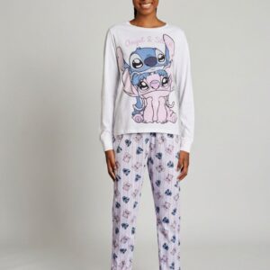 Pigiama lungo donna SABOR Stitch con pantalone fantasia
