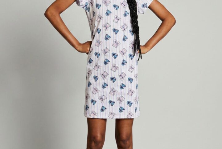 Camicia da notte donna SABOR Stitch in cotone manica corta