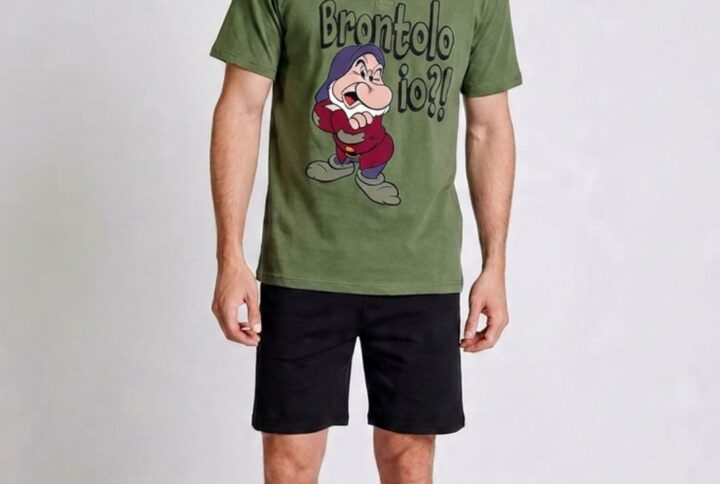 Pigiama corto uomo Disney SABOR in cotone con Brontolo