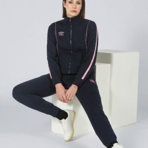 Tuta Full Zip in Cotone Felpato con Dettagli a Contrasto