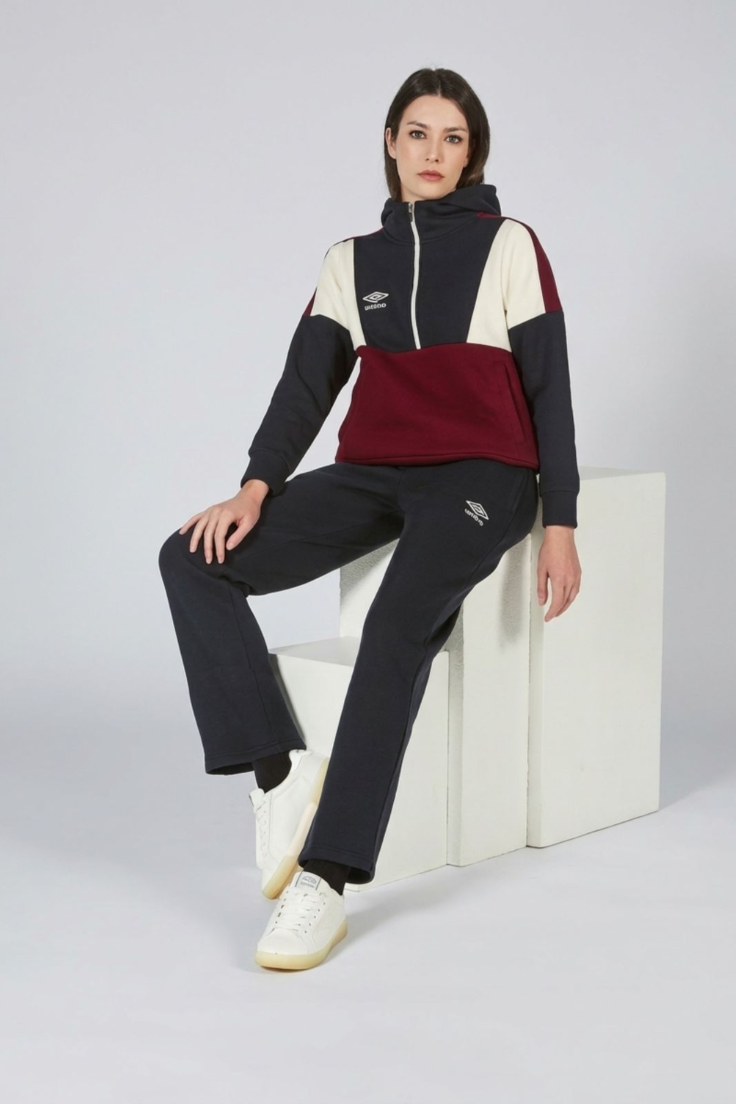 UMBRO - Tuta Loungewear Half Zip con Cappuccio in Cotone Felpato - immagine 2