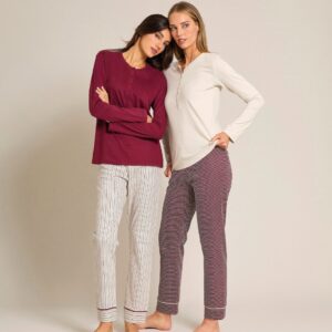 Modelle indossano Jadea Pigiama Donna in Caldo Cotone con Pantalone Fantasia