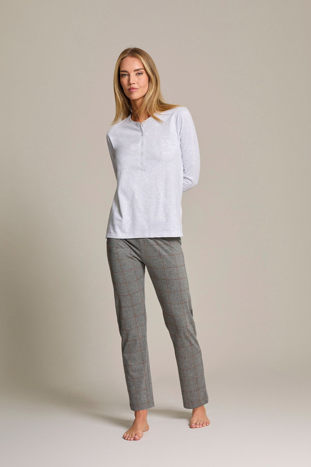 Jadea Pigiama Donna in Caldo Cotone con Pantalone a Quadri