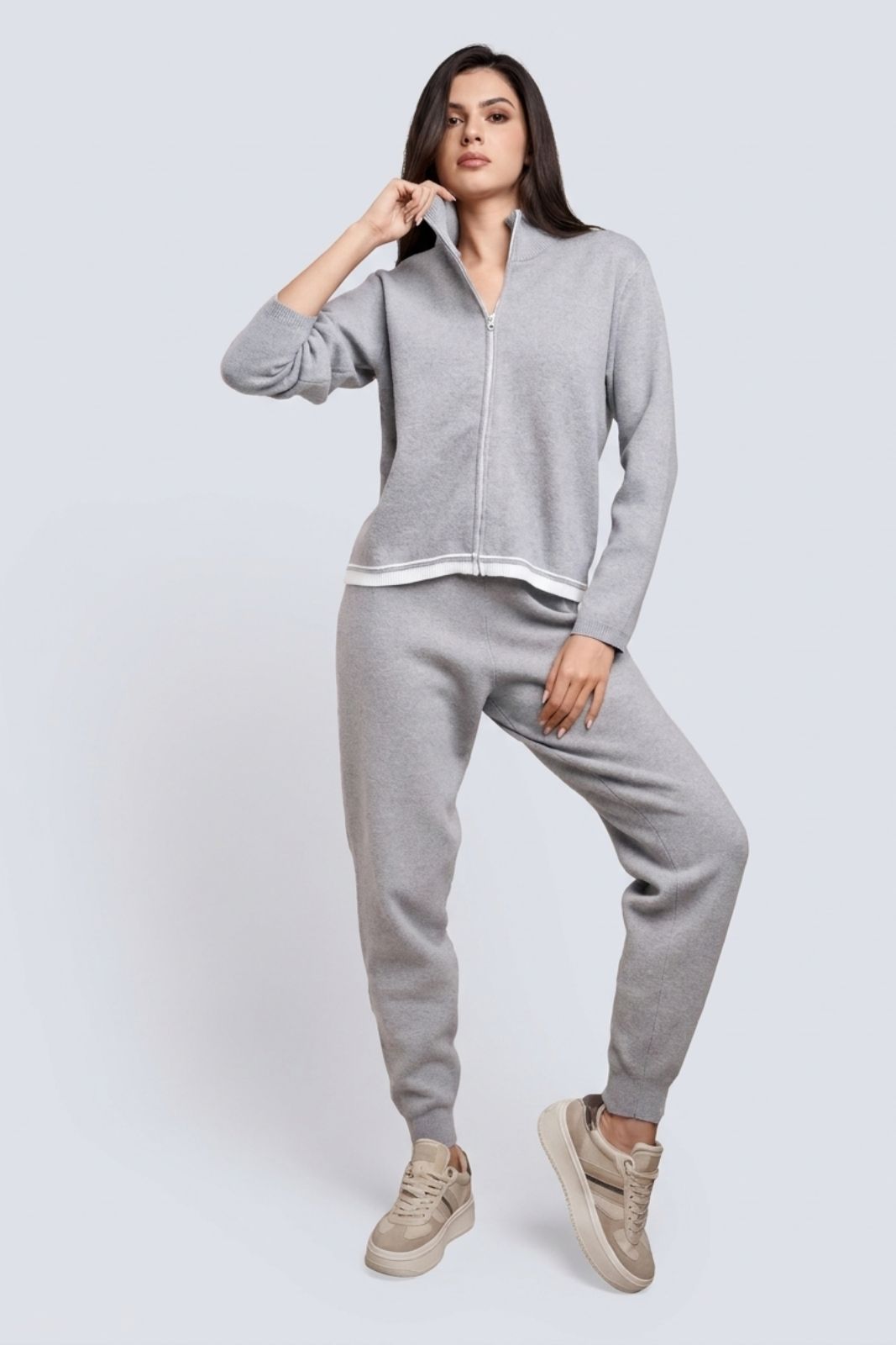 Tuta Donna Lormar SHOP Full Zip in Maglia Pettinata con Pantalone Jogging